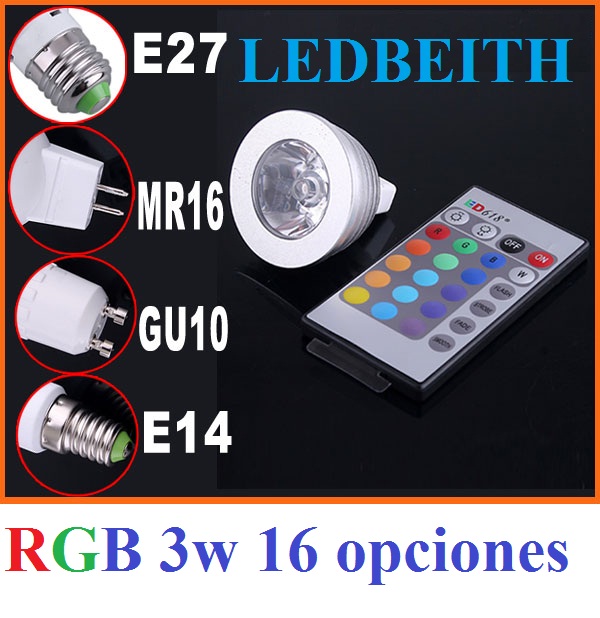 Focos LED RGB 1*3 Mr16 o GU5.3