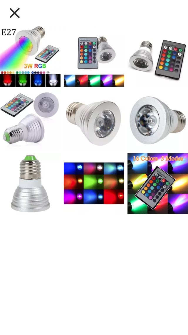 Foco Led RGB 16 Colores 1*3 Watts Base E27 Con Control Remoto