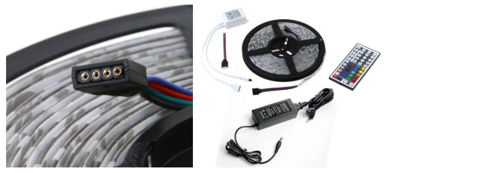 KIT Todo en un juego Impermeable 5m Strip 44 Key IR Remote Controller y 12V 5A fuente de alimentación, Tira RGB Flexible 5050 LED 