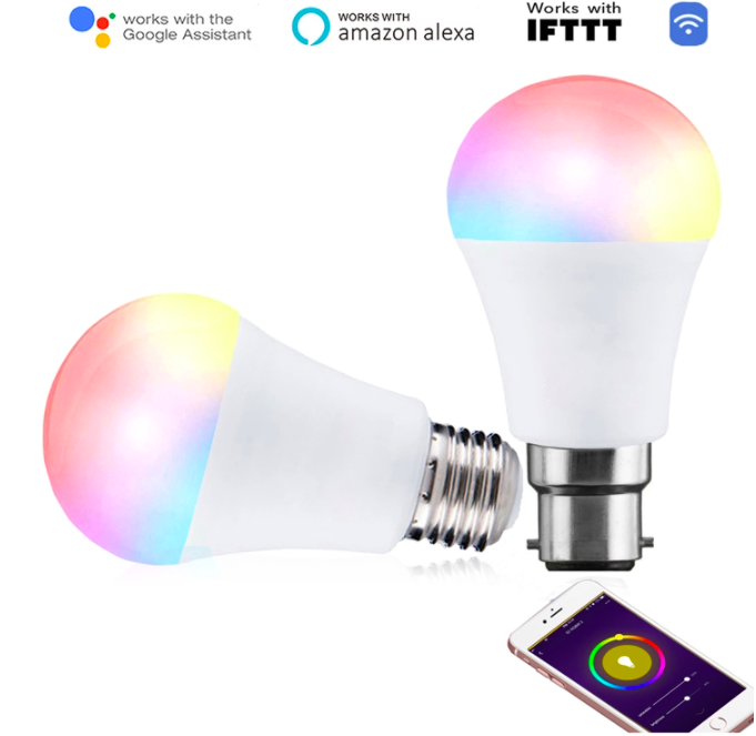 LED Inteligente WiFi, YOMYM 7W Bombilla LED Luces Cálidas/Frías & RGB, Lámpara WiFi Funciona con Alexa Google Home IFTTT