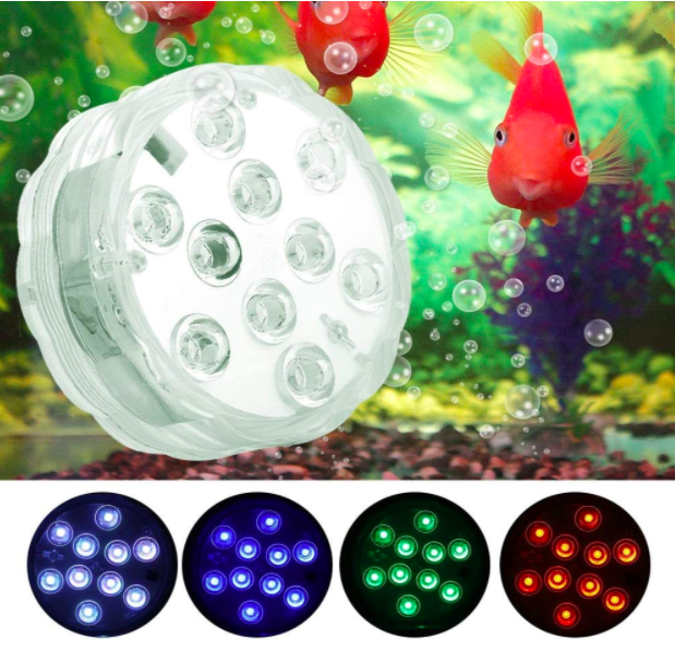 Luces LED RGB sumergibles - Control Remoto a Prueba de Agua Que Cambia de Color Luz a Prueba de Agua con 10LED