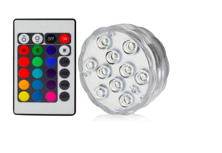 Luces LED RGB sumergibles - Control Remoto a Prueba de Agua Que Cambia de Color Luz a Prueba de Agua con 10LED