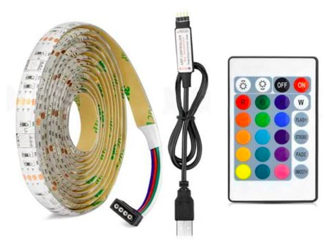 KIT Light Bar TV Back Lighting Kit+USB Remote Control 5V 5050 60SMD/M RGB LED Strip